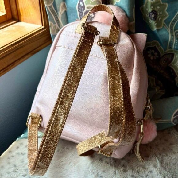 Kitty Cat Unicorn Pink Gold Glittery Backpack Under One Sky EUC - Picture 3 of 8